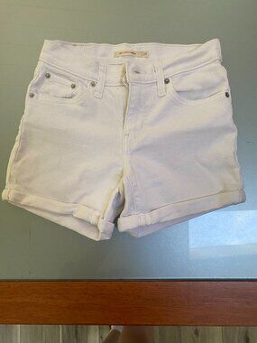 Women's White Levi's Mid-Length Shorts